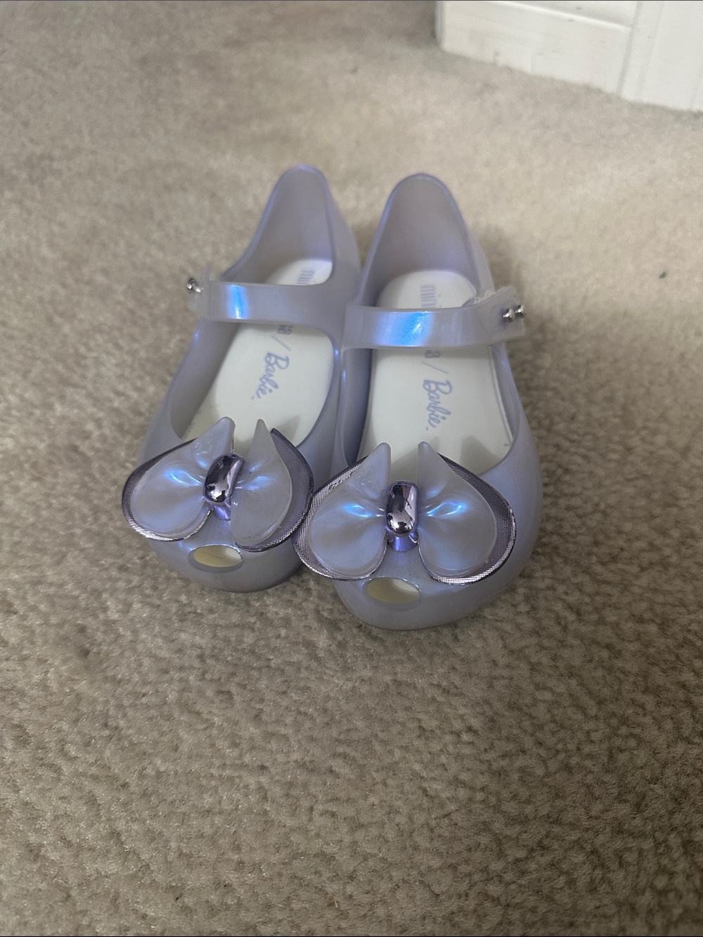 Barbie Lilac Mary Jane Jelly Shoes with Iridescent Flower